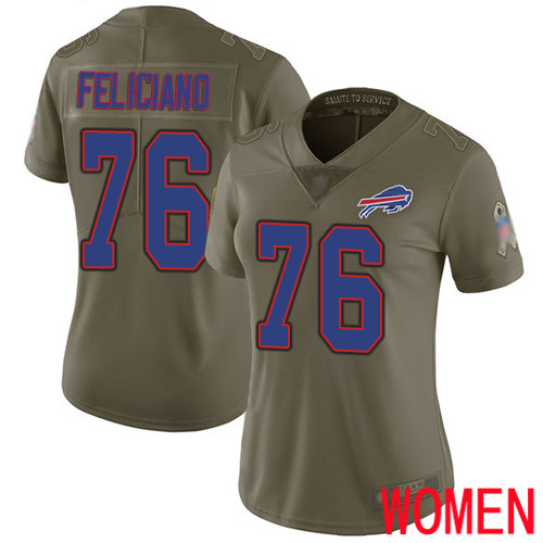 Women Buffalo Bills #76 Jon Feliciano Limited Olive 2017 Salute to Service NFL Jersey->women nfl jersey->Women Jersey